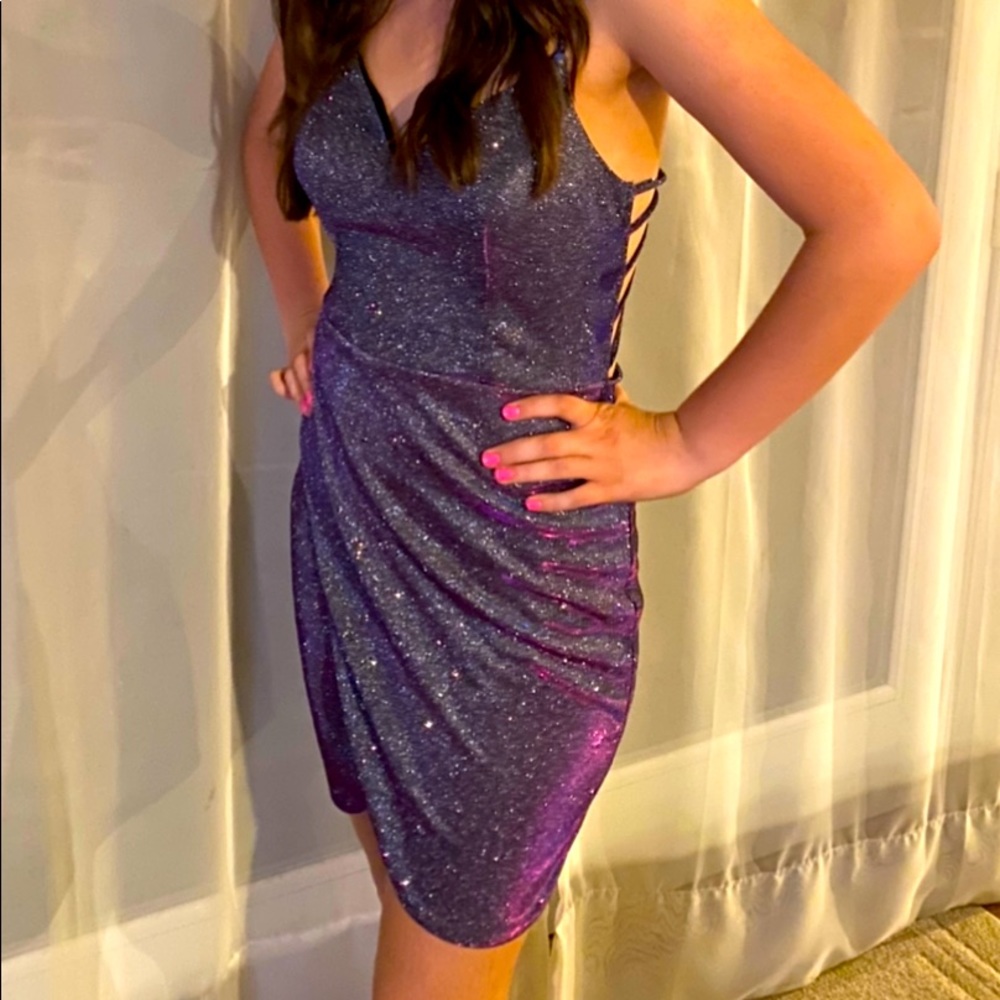 Semi-formal Dress - Grayish Purple that shimmers Pink